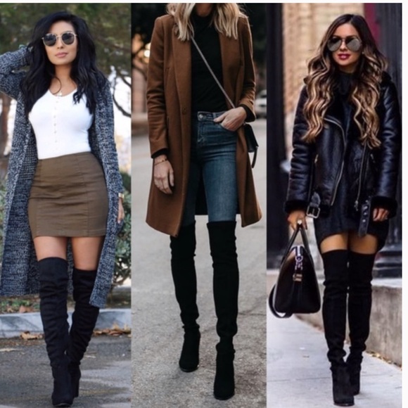 Unisa Shoes - UNISA 3.5” Heel Black Over the Knee Boots